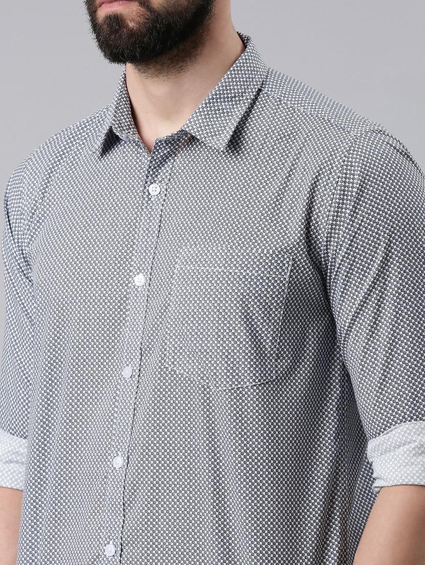 grey cotton blend casual shirt - 20649067 - Standard Image - 4