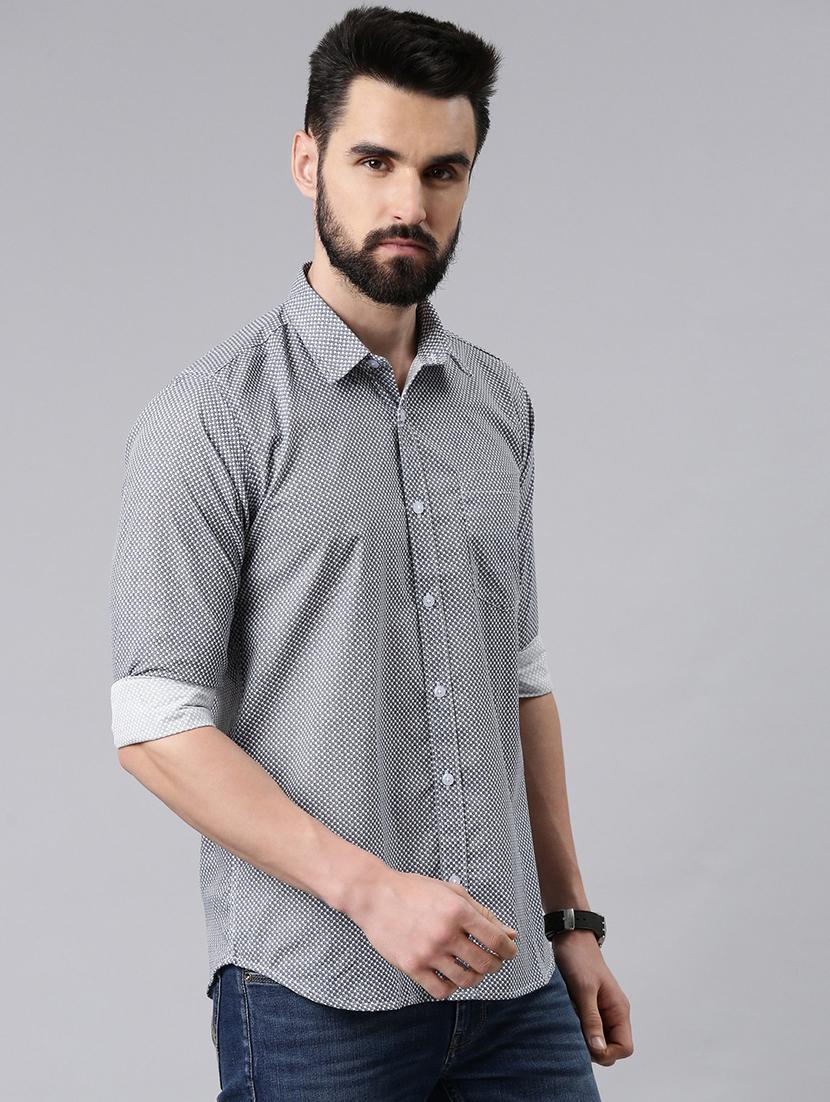 grey cotton blend casual shirt - 20649068 -  Standard Image - 1