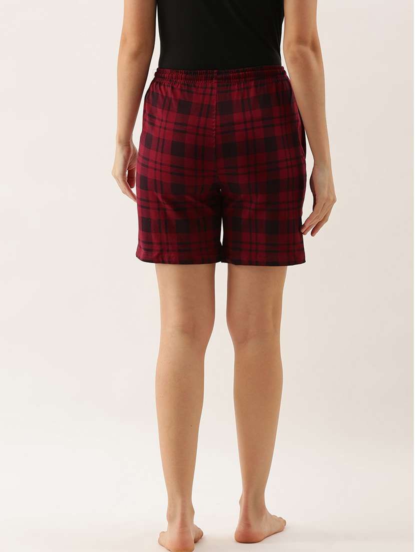 women checkered mid rise short - 20649230 - Standard Image - 1