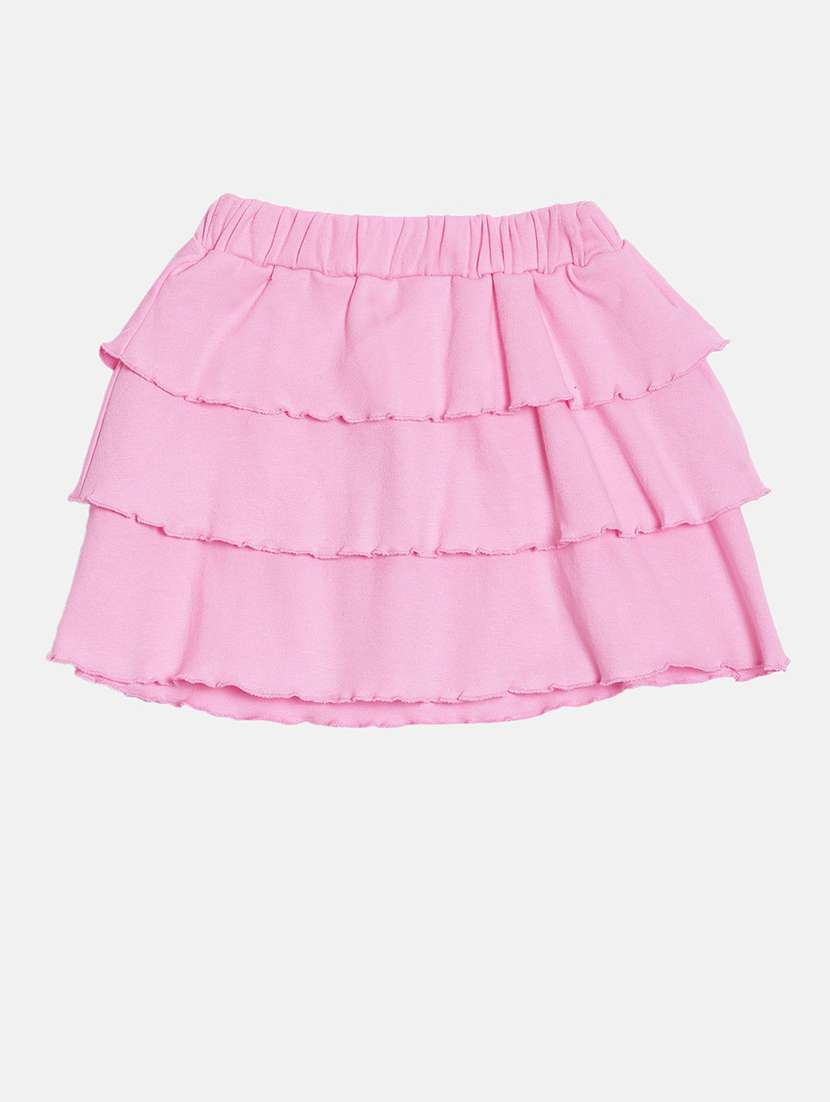pack of 2 kids multi coloured solid layered skirts - 20649362 - Standard Image - 1