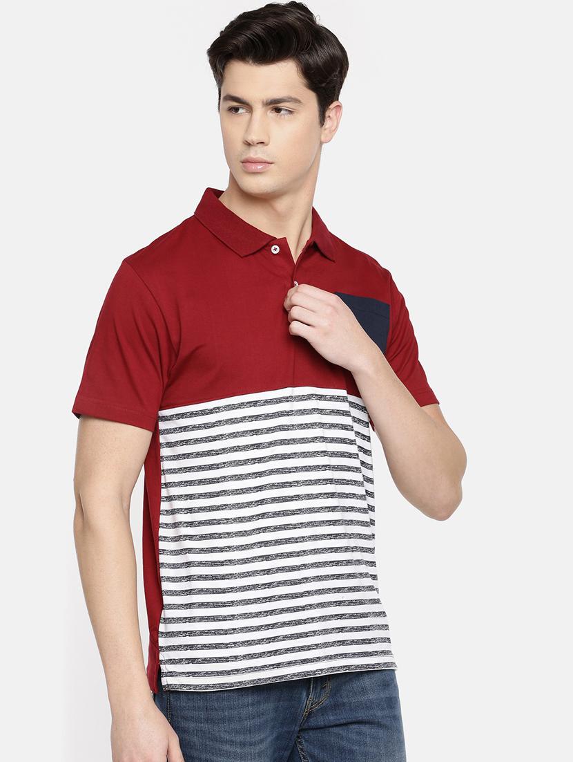 men polo neck color block t-shirt - 20649734 -  Standard Image - 1