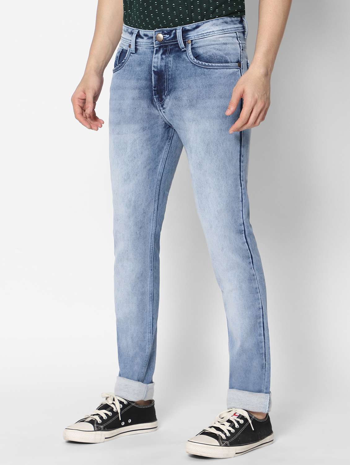 men mid rise denim light washed jeans - 20650217 -  Standard Image - 1