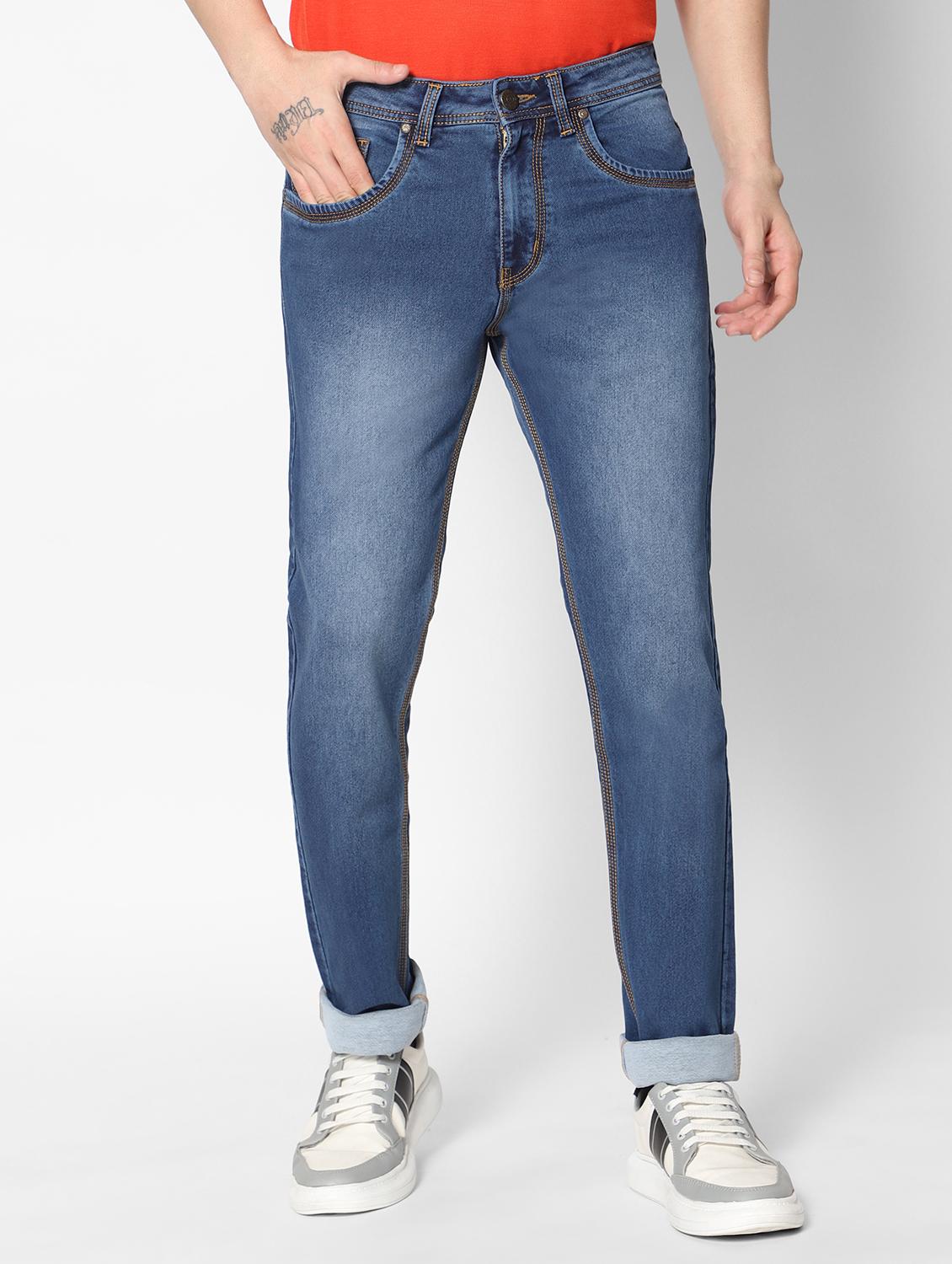 men mid rise denim washed jeans