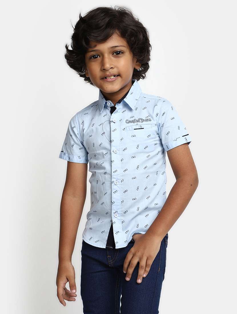 purist blue printed detailed casual shirt