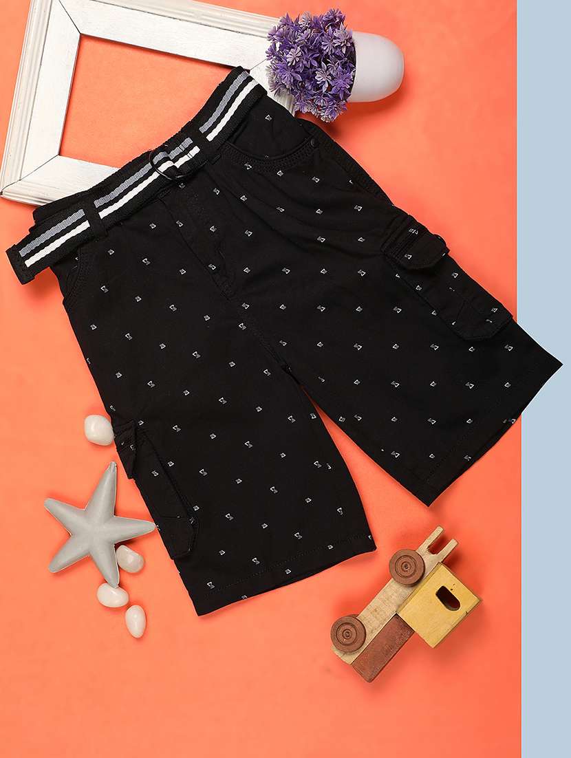 boys black cotton three fourth