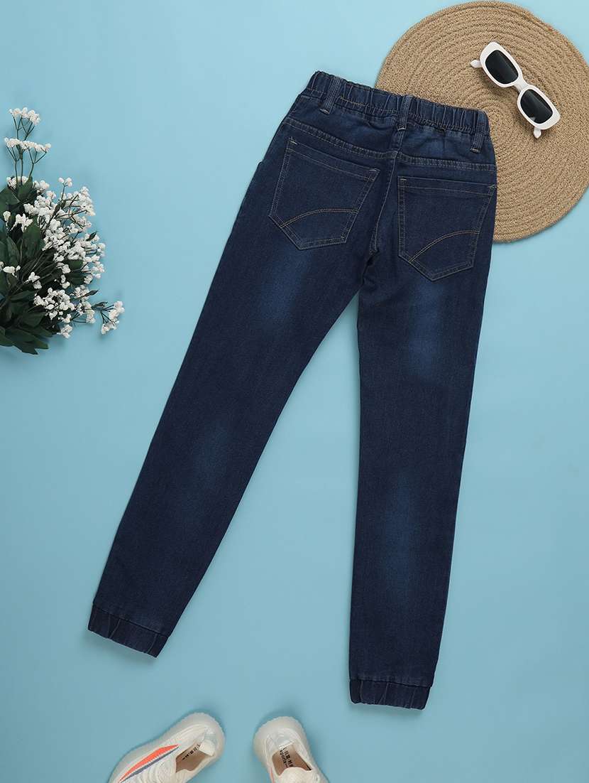 solid dark blue jogger jeans - 20652942 -  Standard Image - 1