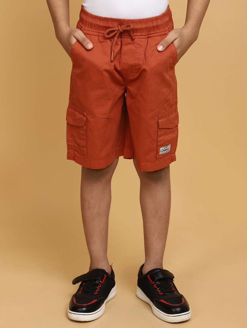 boys red solid shorts