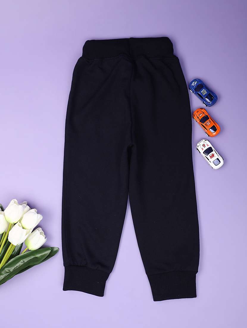 boys navy blue typographic casual trouser - 20654752 -  Standard Image - 1