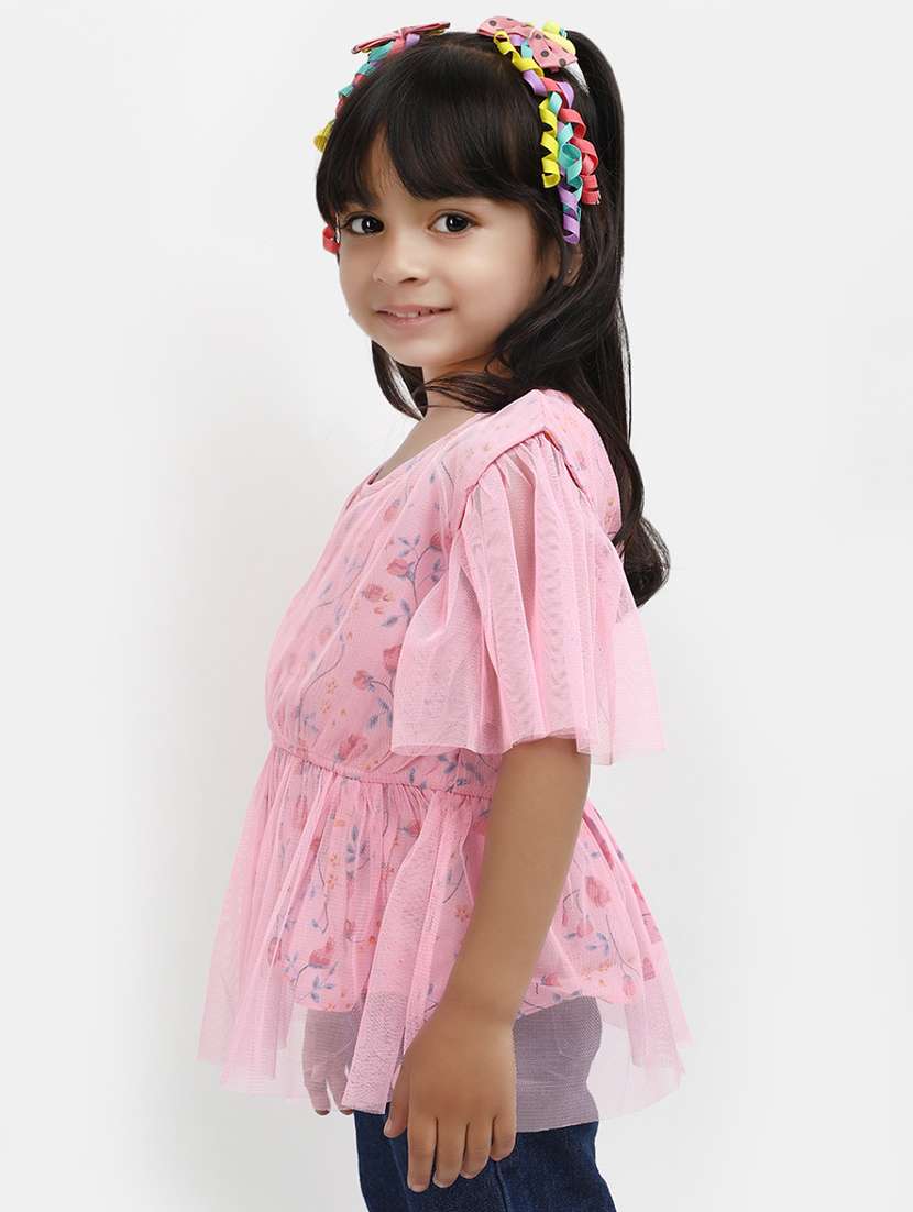 girls pink floral printed top - 20656962 -  Standard Image - 1