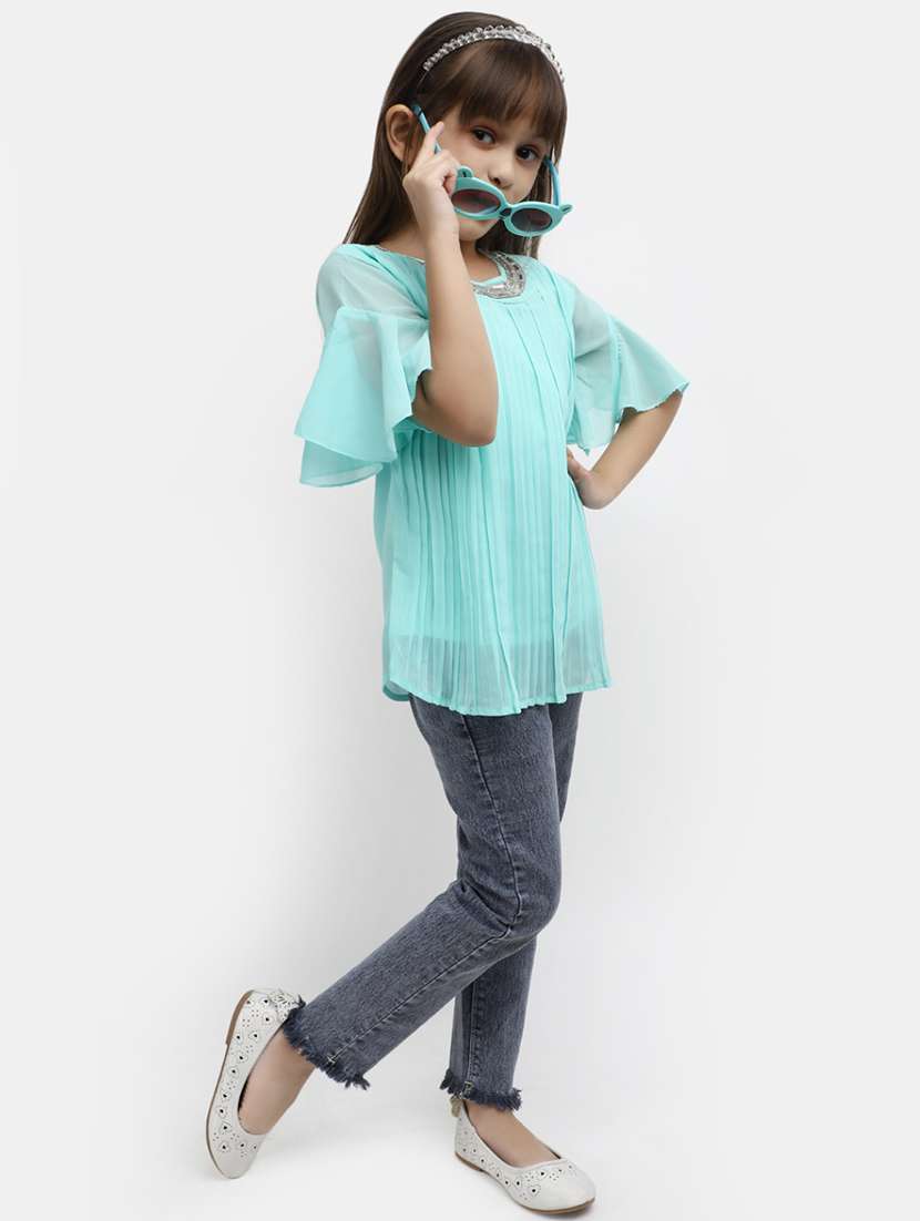 girls light blue solid top - 20657054 -  Standard Image - 4