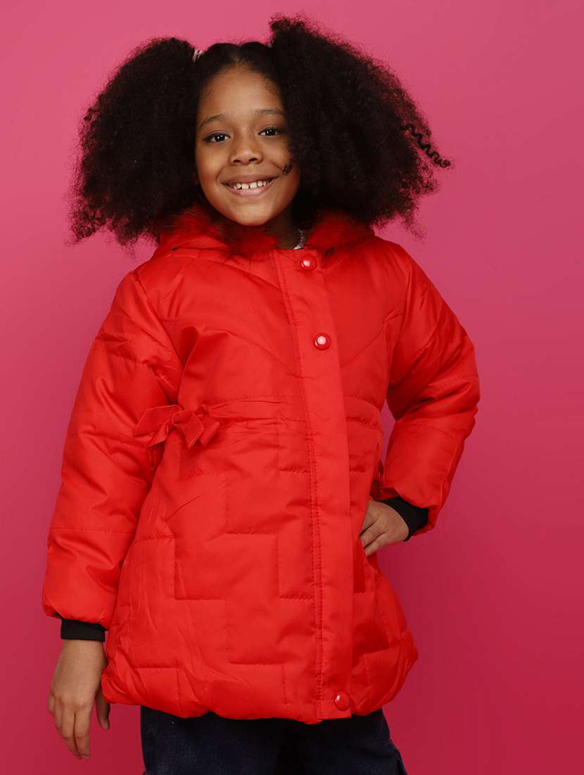 girls solid hooded jacket