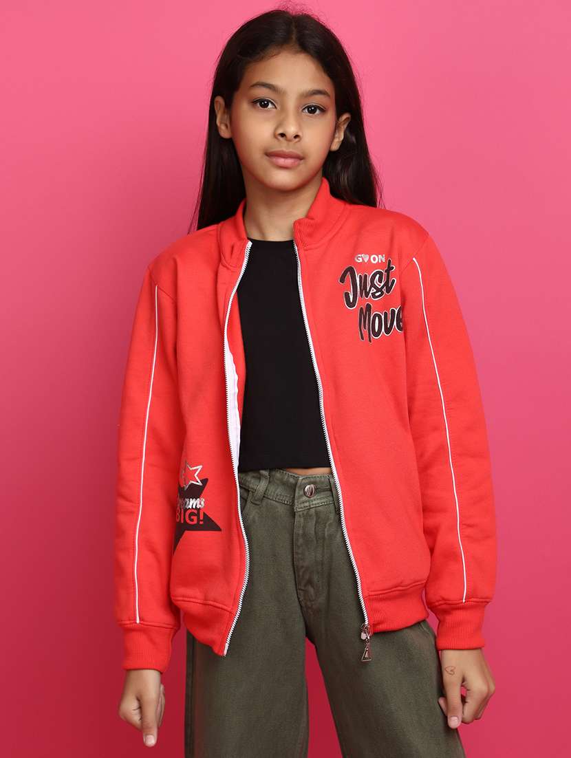 red printed detailed casual jacket - 20658030 -  Standard Image - 1