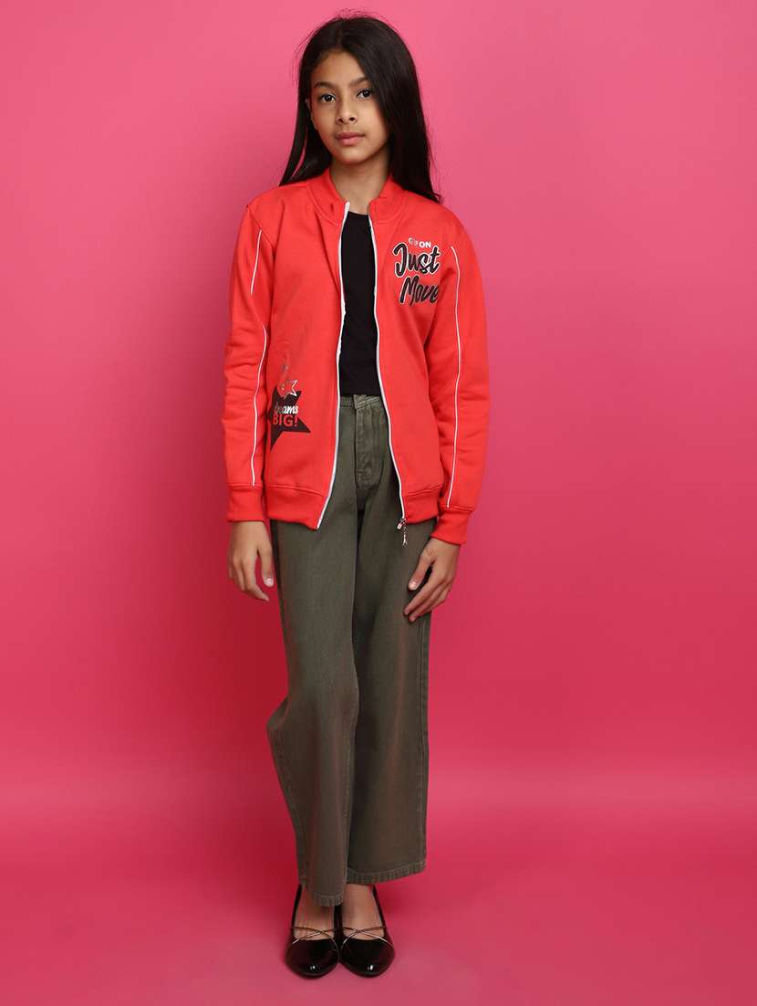 red printed detailed casual jacket - 20658030 - Standard Image - 4