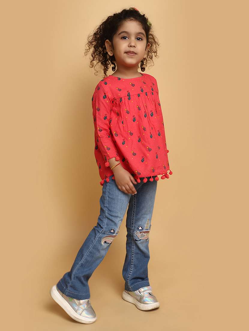 girls red printed top - 20658333 - Standard Image - 4