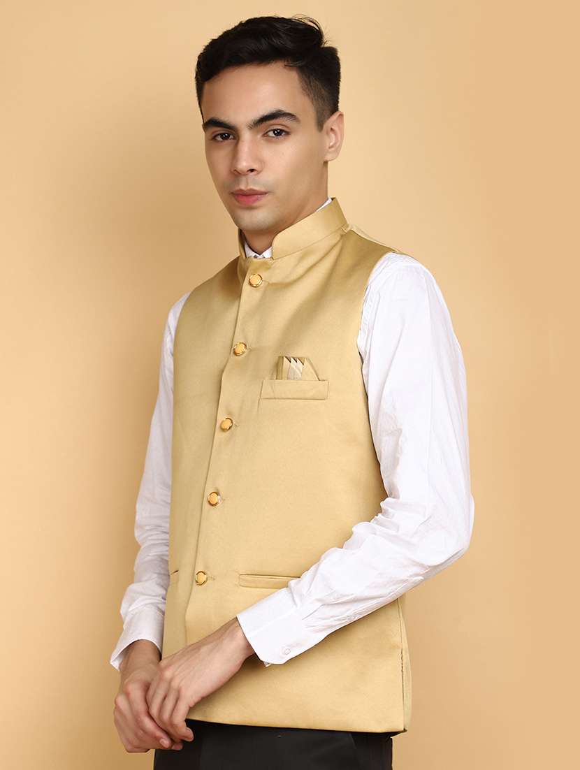 men solid color nehru jacket - 20663876 -  Standard Image - 1