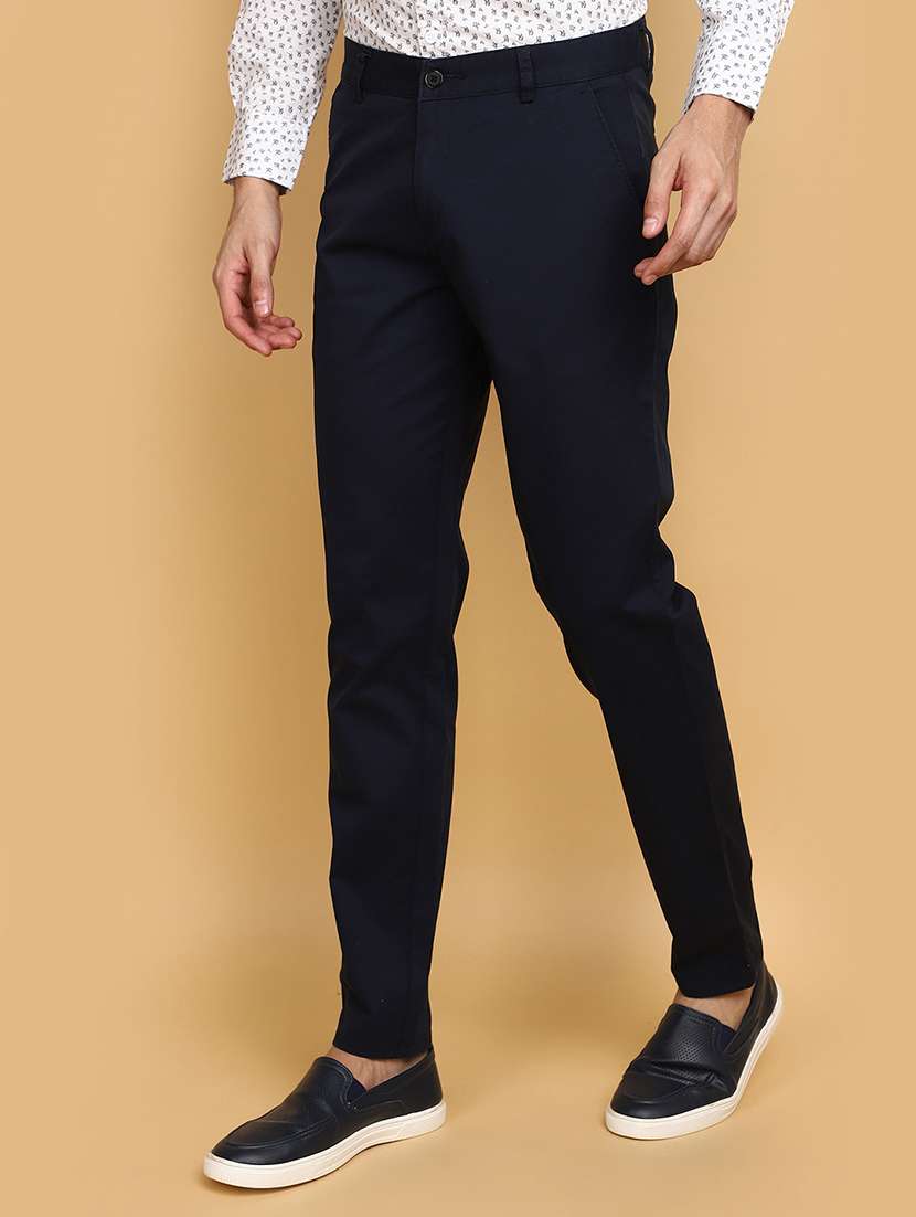 navy blue cotton chinos casual trousers - 20664164 -  Standard Image - 1