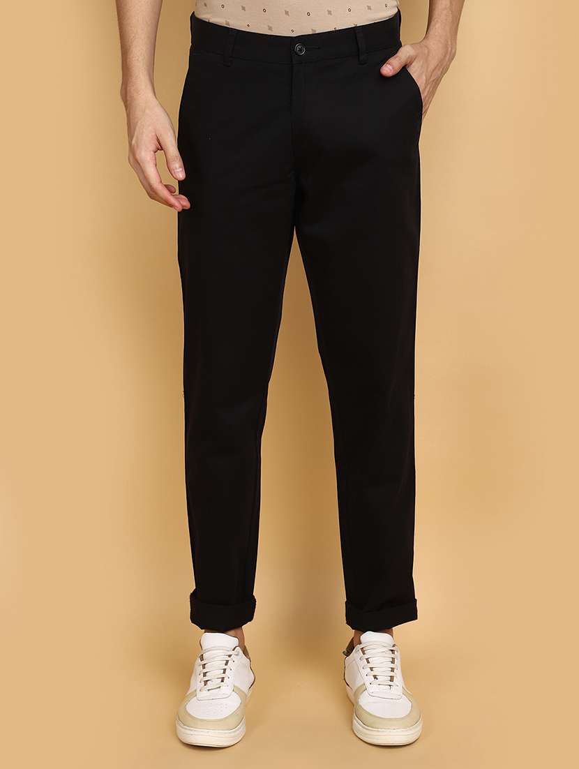 black cotton chinos casual trousers