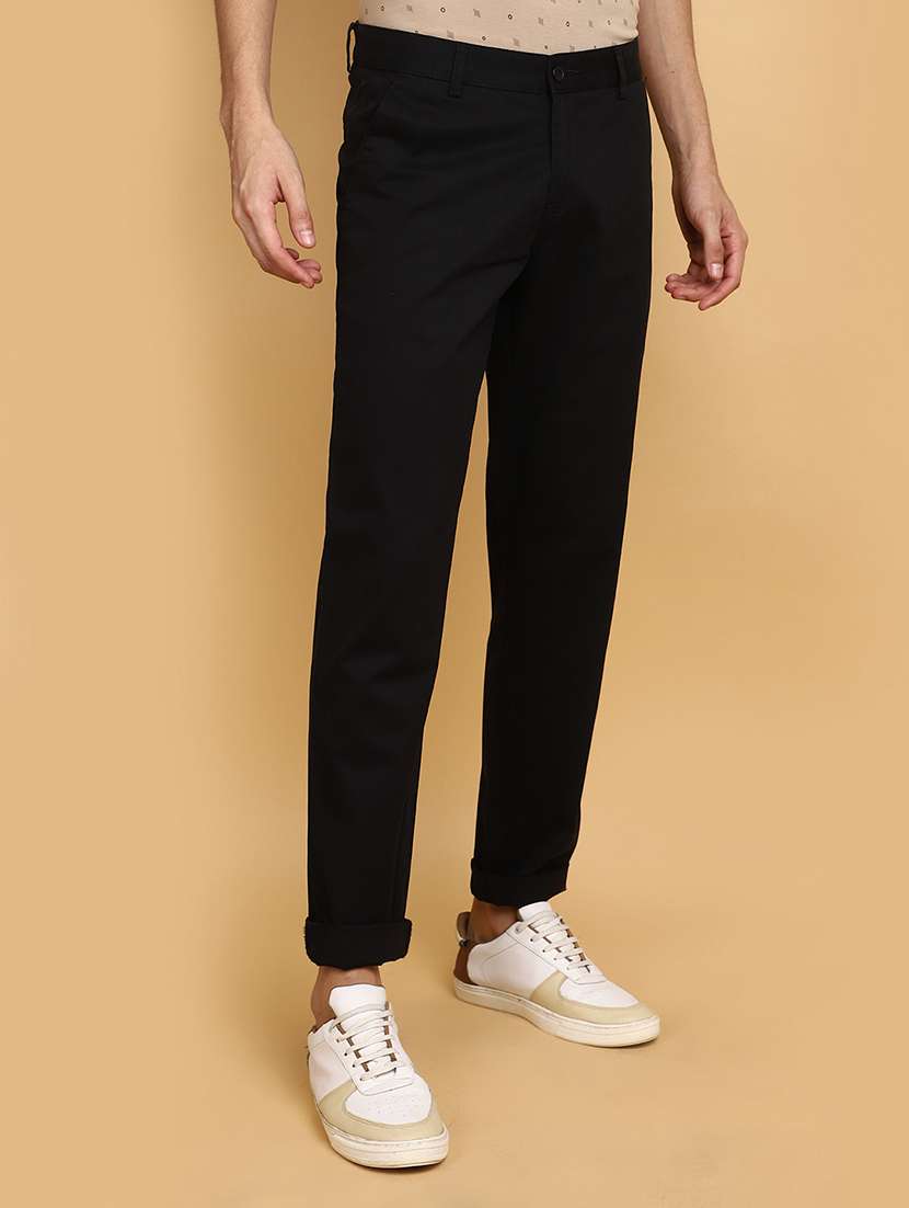black cotton chinos casual trousers - 20664167 -  Standard Image - 1