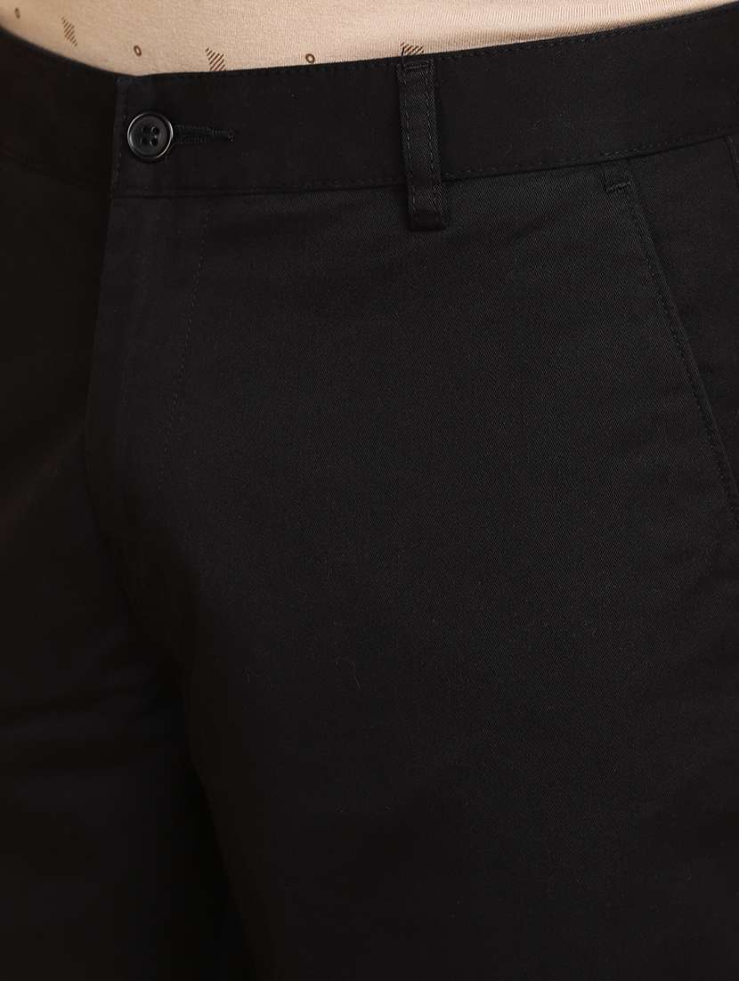 black cotton chinos casual trousers - 20664167 -  Standard Image - 4