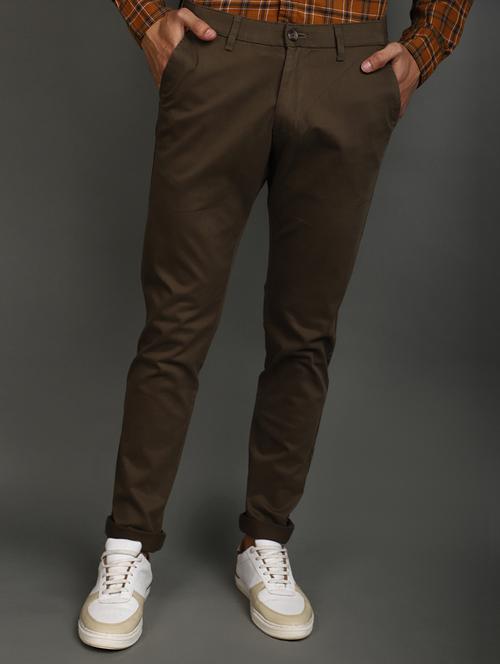 brown cotton chinos casual trousers - 20664500 - Standard Image - 0