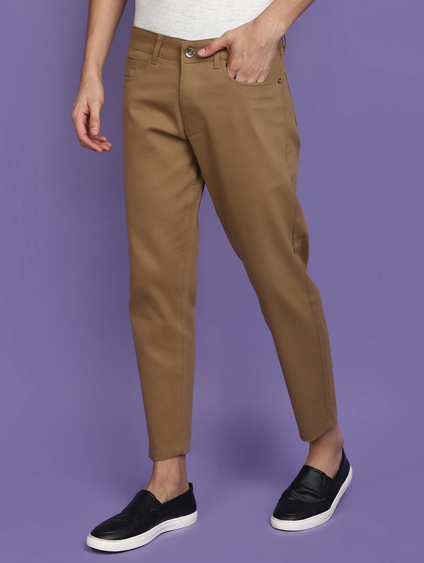 khaki cotton chinos casual trousers - 20664590 - Standard Image - 1