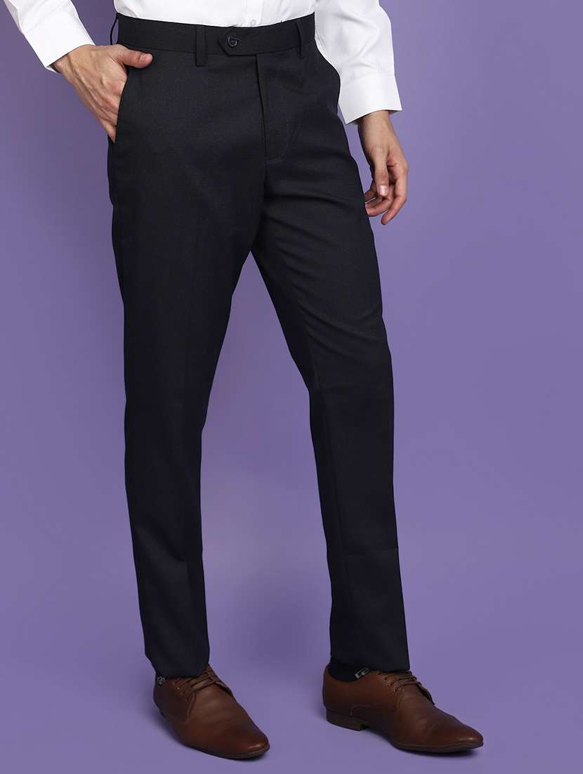 men solid mid rise formal trouser - 20664653 -  Standard Image - 1