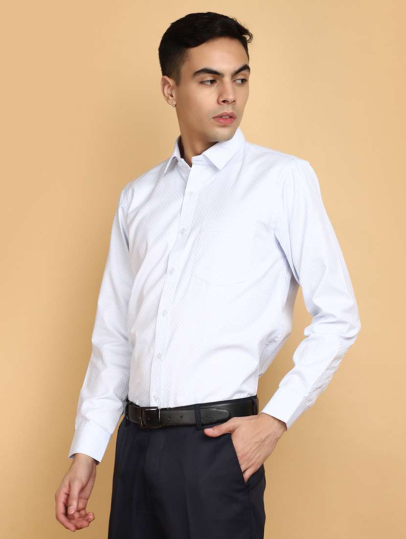 men white self design formal shirt - 20668400 -  Standard Image - 1