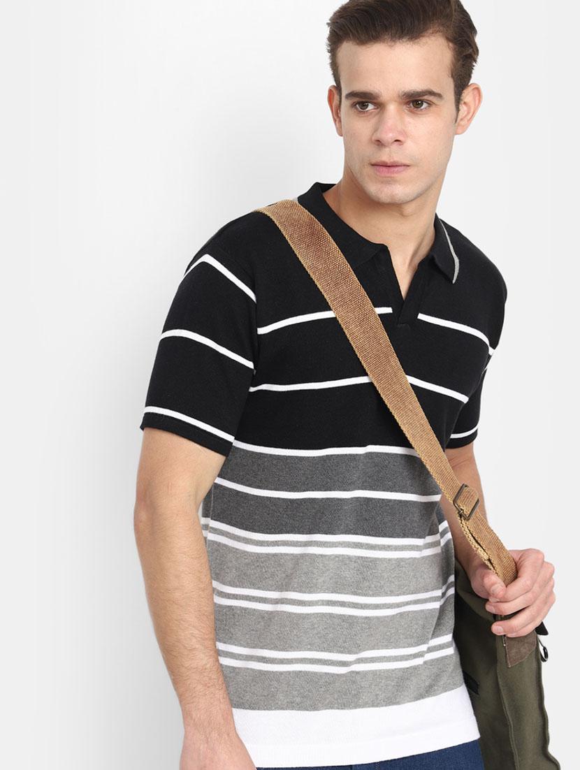 men polo neck striped t-shirt - 20669797 - Standard Image - 1