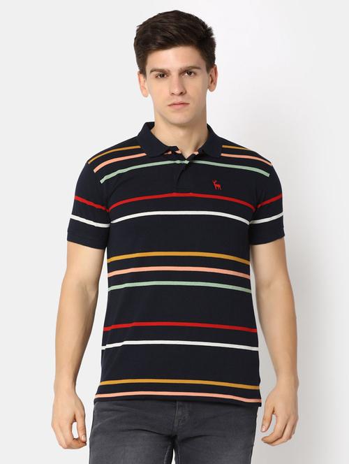 men polo neck striped t-shirt - 20669903 - Standard Image - 0