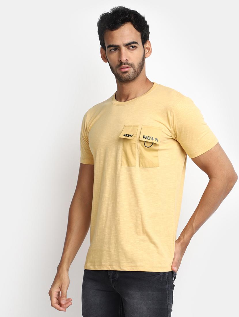 yellow placement print detailed t-shirt - 20671725 - Standard Image - 1