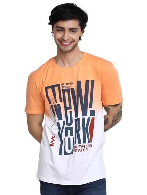 men orange regular fit typographic ombre effect t-shirt - 20672088 - Standard Image - 0