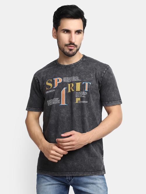 men grey regular fit printed t-shirt - 20672089 - Standard Image - 0