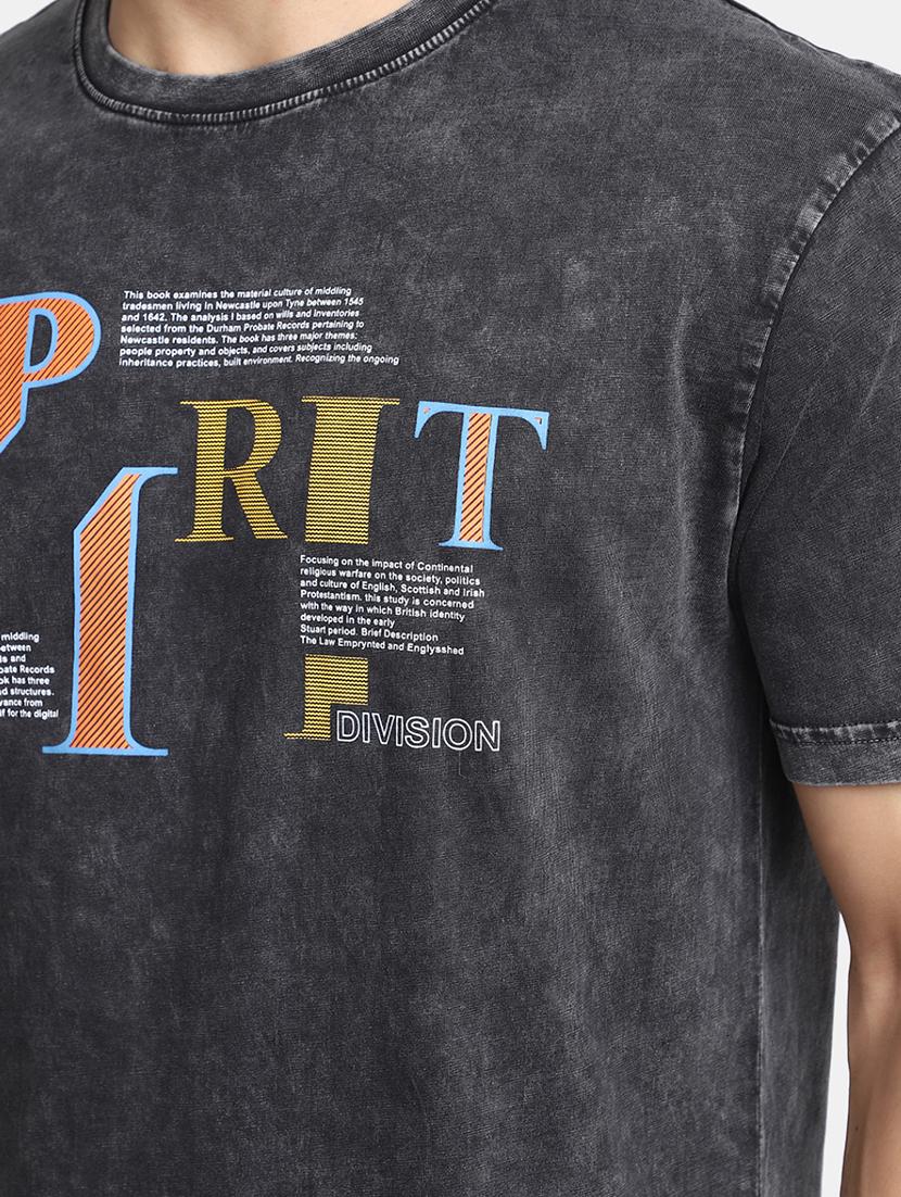 men grey regular fit printed t-shirt - 20672089 - Standard Image - 4
