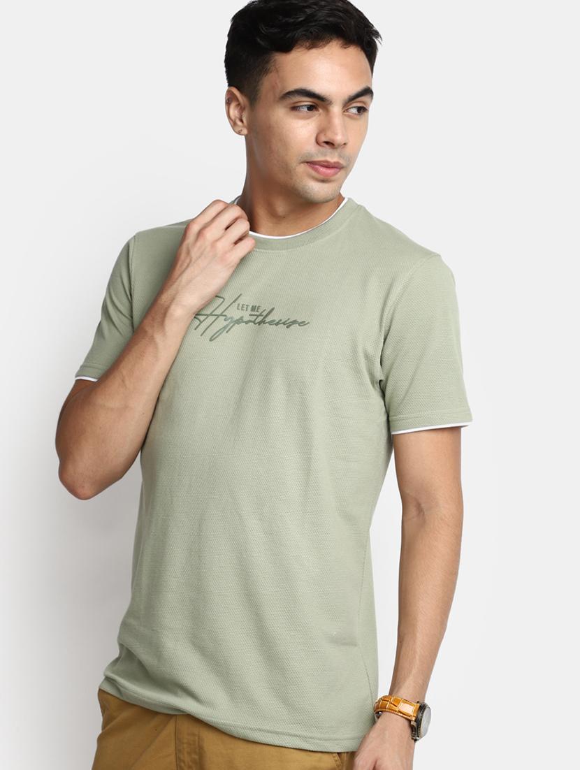 green self design printed detailed regular t-shirt - 20672396 - Standard Image - 1