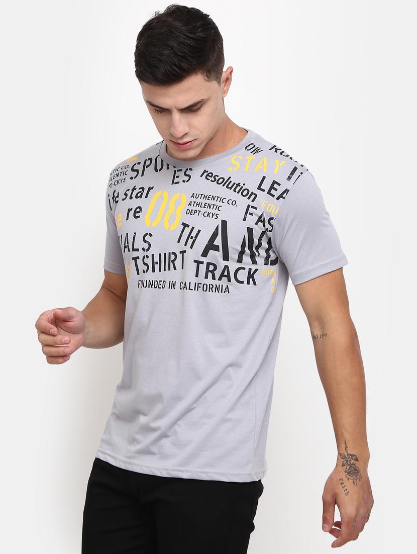 grey front printed regular t-shirt - 20672411 - Standard Image - 1