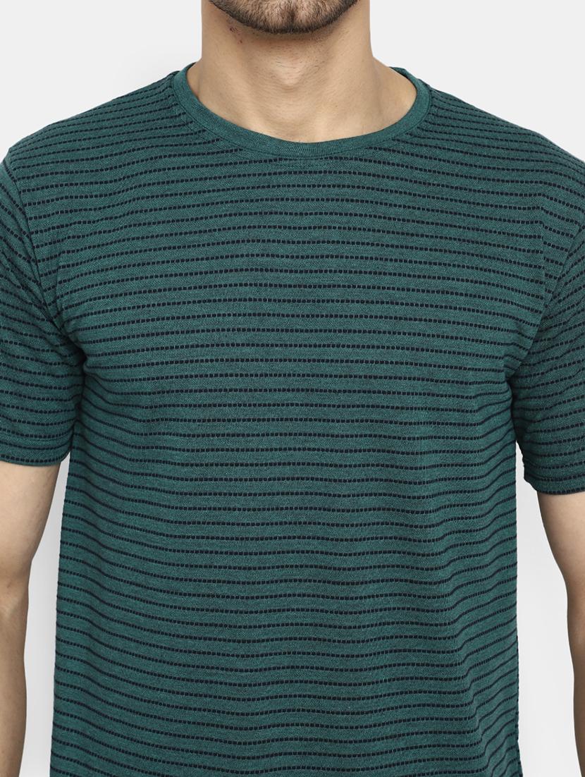 bottle green striped printed regular t-shirt - 20672428 - Standard Image - 4