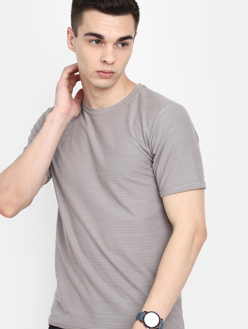 grey self design detailed regular t-shirt - 20672435 - Standard Image - 1