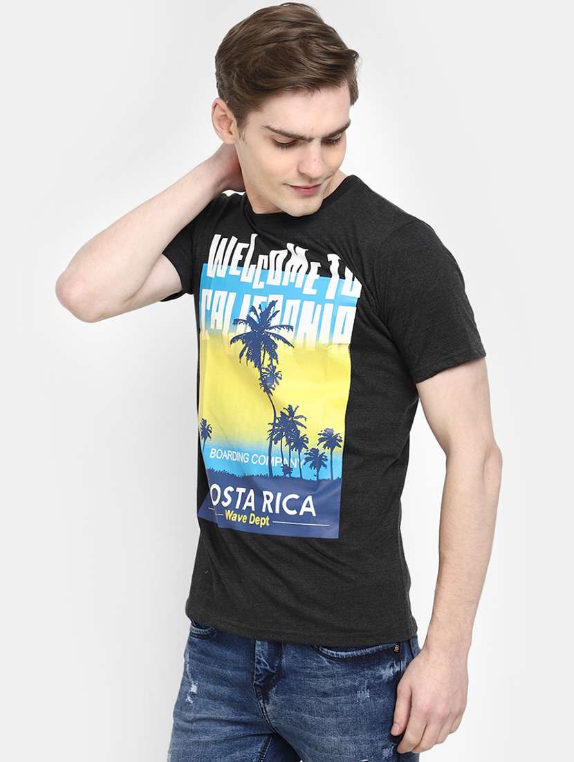 black front printed regular t-shirt - 20672444 -  Standard Image - 1