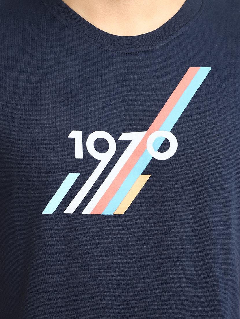 navy blue chest printed regular t-shirt - 20672455 - Standard Image - 4