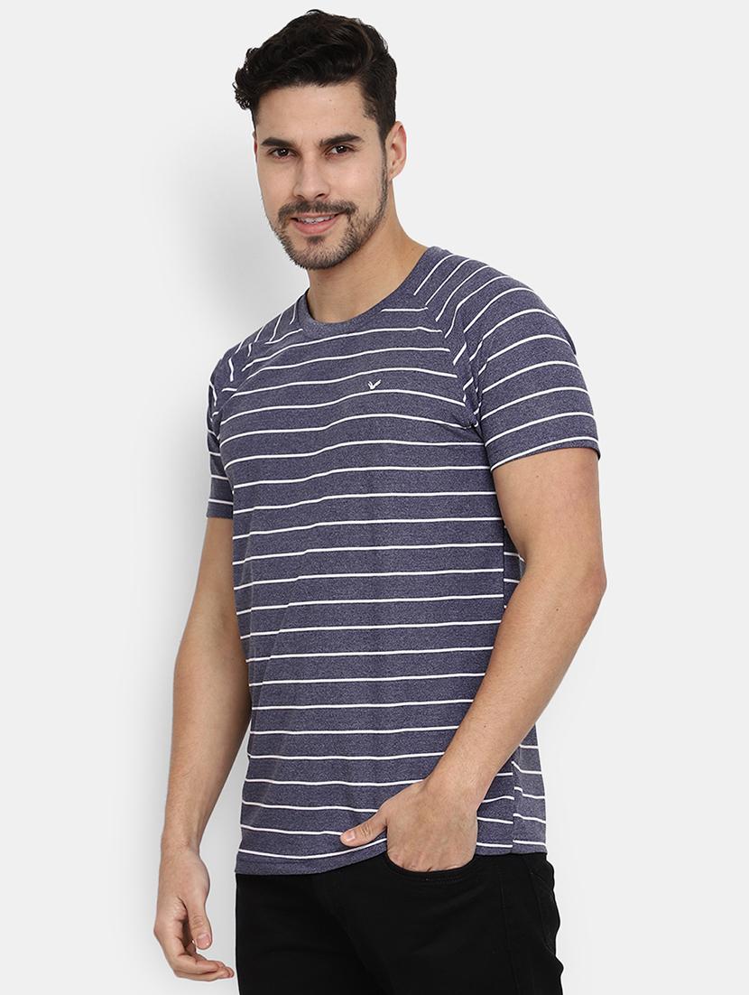 blue striped printed casual t-shirt - 20672464 -  Standard Image - 1