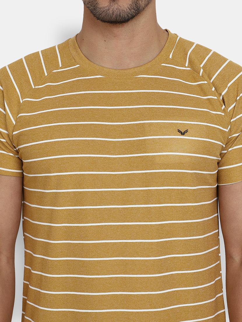 mustard striped printed casual t-shirt - 20672466 - Standard Image - 4