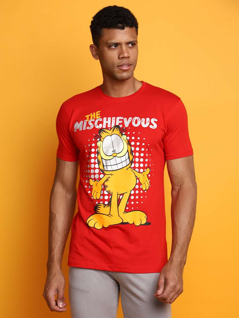 red front printed casual t-shirt