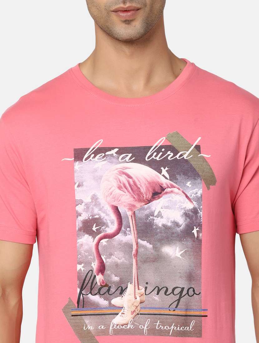 pink front printed casual t-shirt - 20672716 -  Standard Image - 4