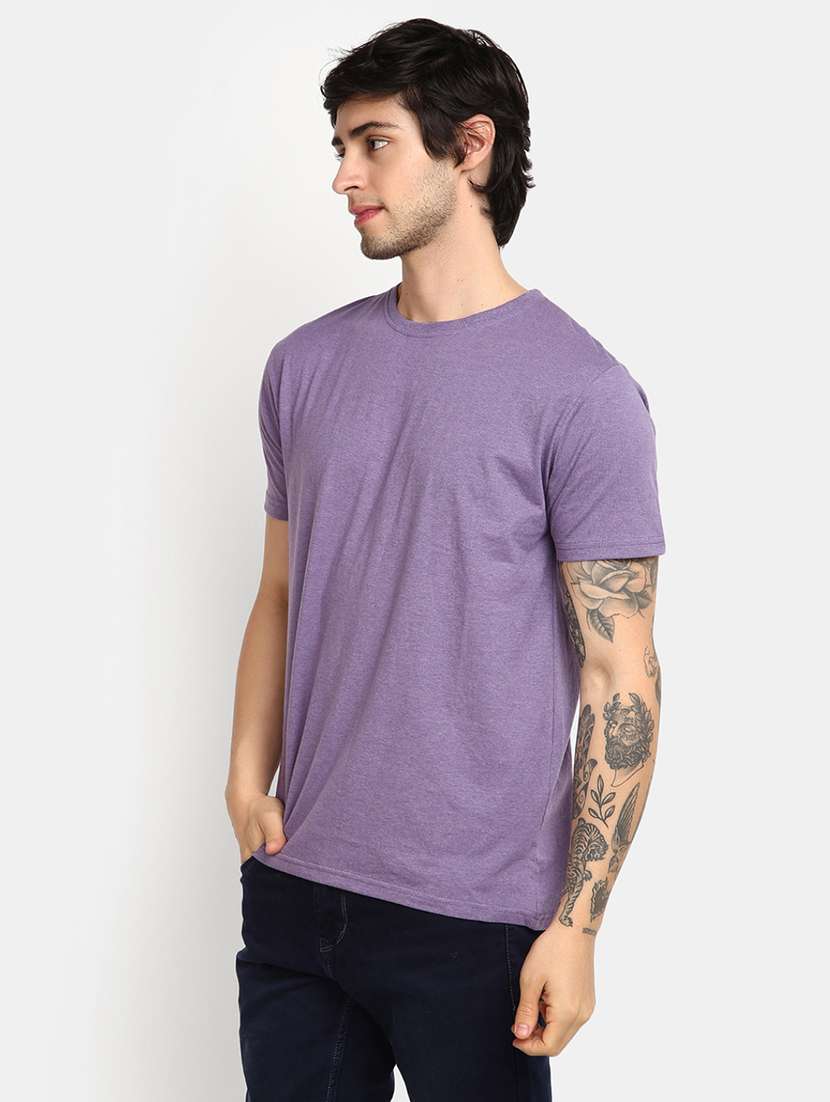 solid purple cotton casual t-shirt - 20672723 -  Standard Image - 1