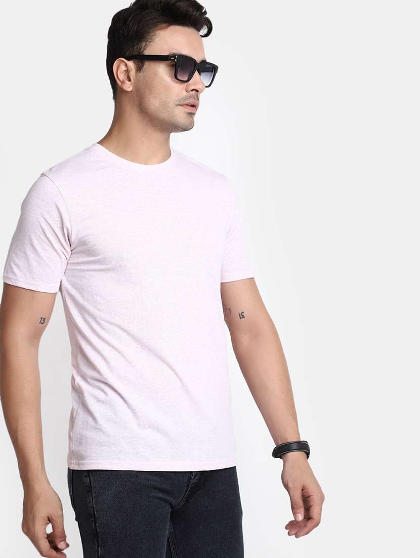 solid rosewater pink cotton casual t-shirt - 20672724 -  Standard Image - 1