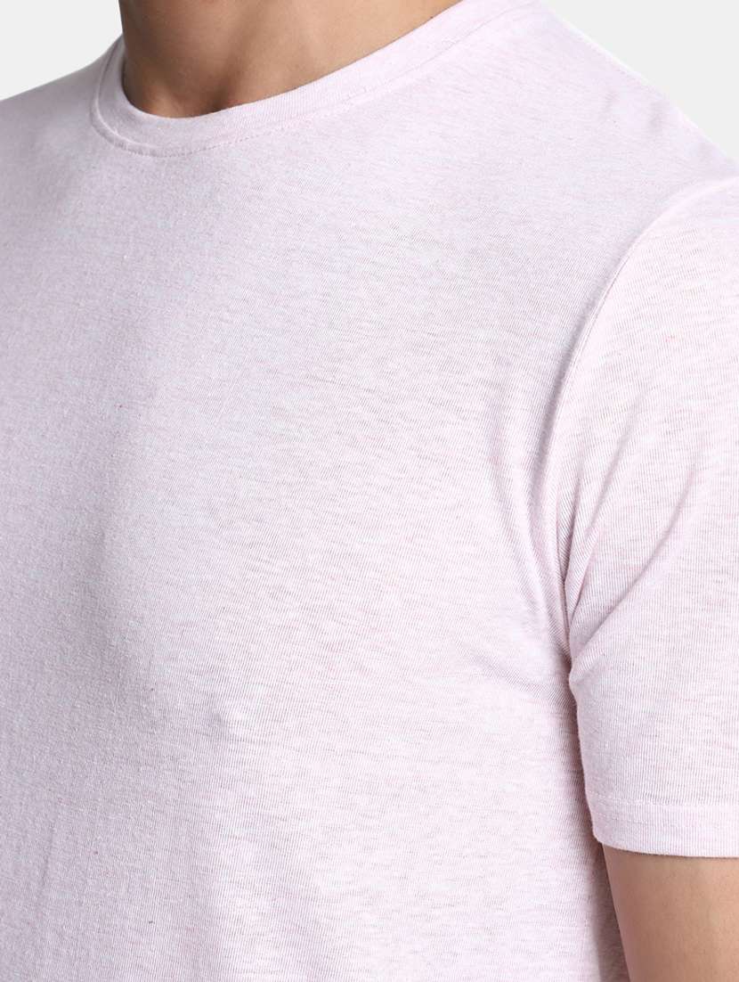 solid rosewater pink cotton casual t-shirt - 20672724 -  Standard Image - 4