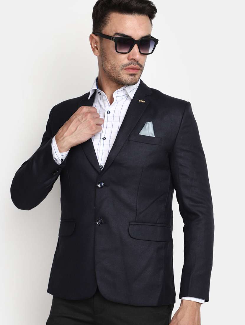 men solid single breasted casual blazer - 20673210 -  Standard Image - 1