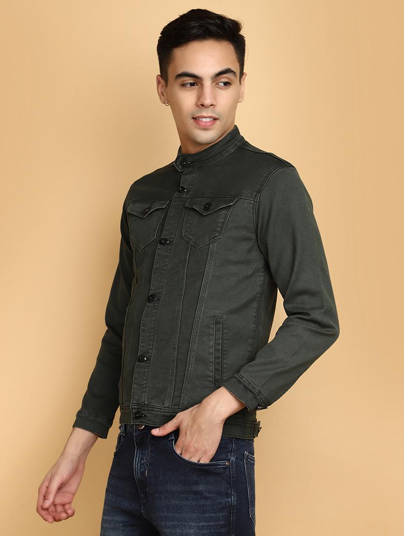 green denim casual jacket - 20673277 - Standard Image - 1