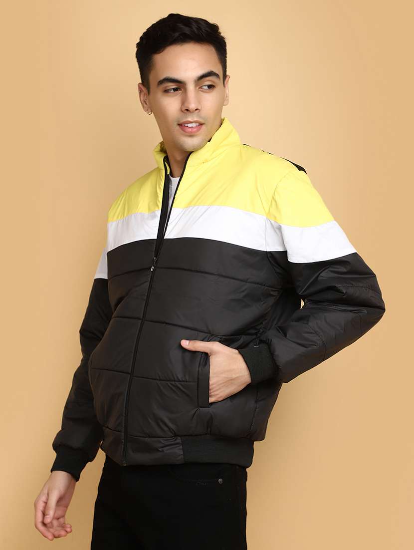 men long sleeved color block quilted jacket - 20673381 -  Standard Image - 1