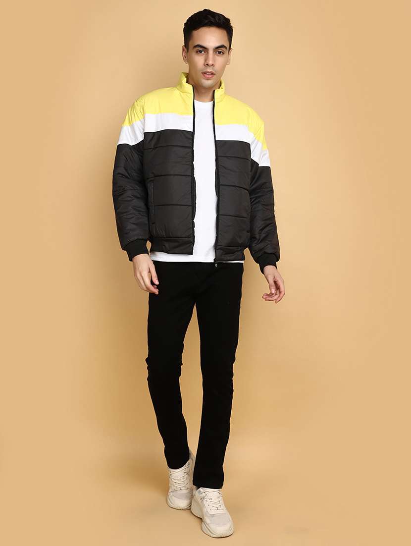 men long sleeved color block quilted jacket - 20673381 -  Standard Image - 4
